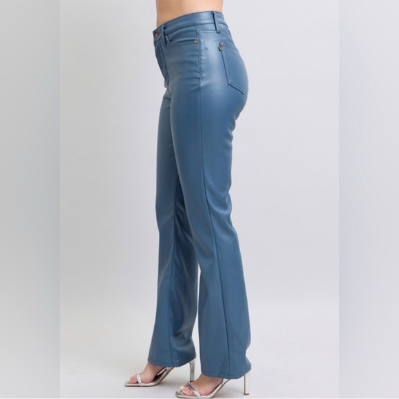 NEW Judy Blue high-waisted tummy control faux leather bootcut pants 32 - Picture 14 of 14